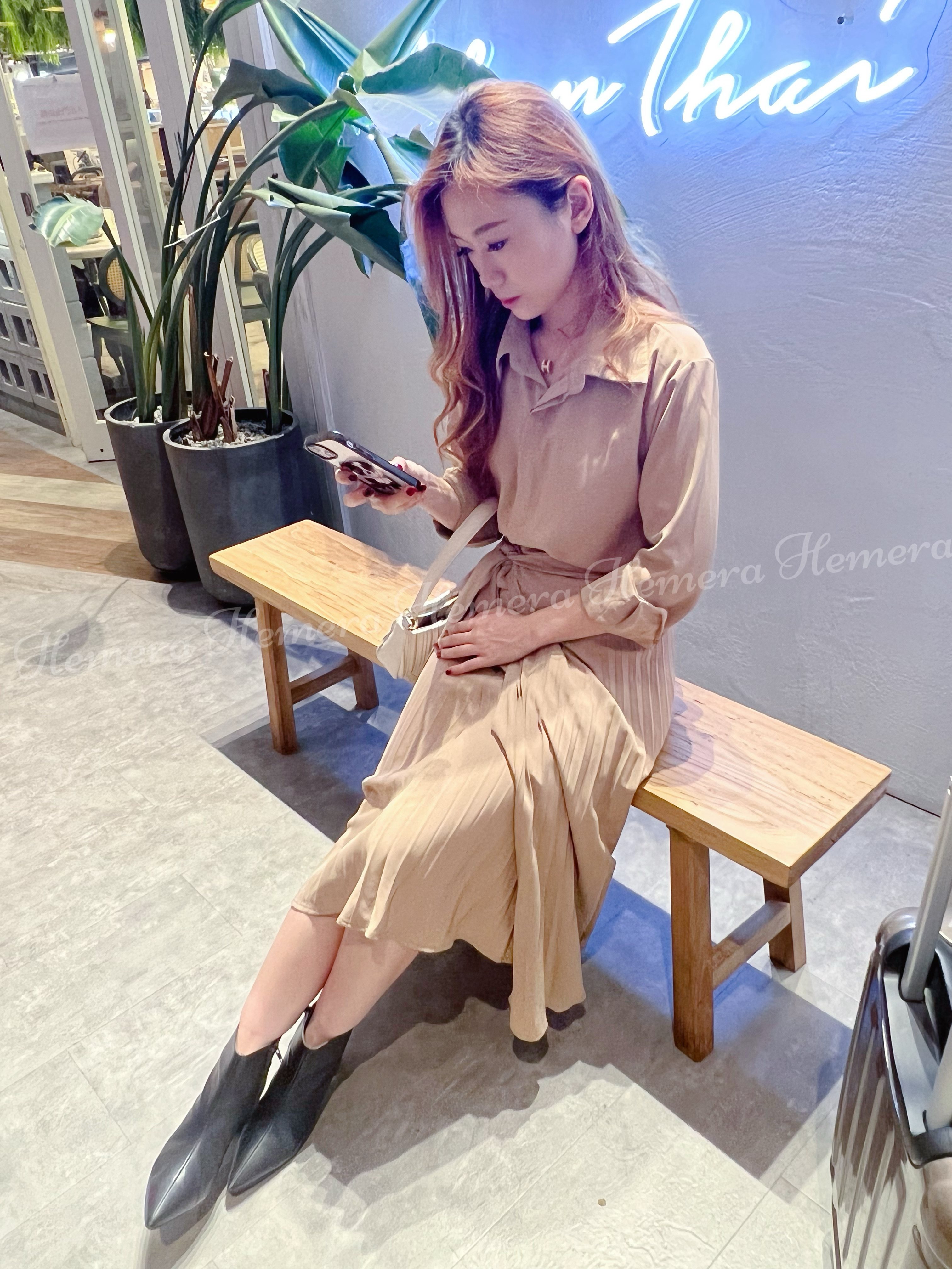 文青氣質知性百摺下擺套裝 ST22S1017