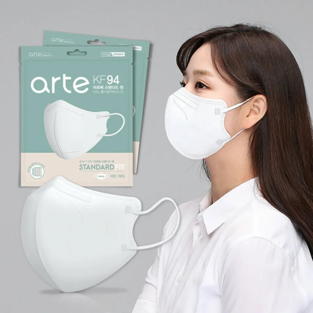 (訂貨) 韓國Arte 2D四層立體KF94口罩(1套50個)-白色