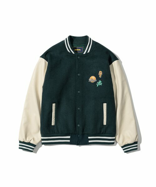 5252 By OiOi 22FW VARSITY WOOL BASEBALL JACKET - BLUE GREEN