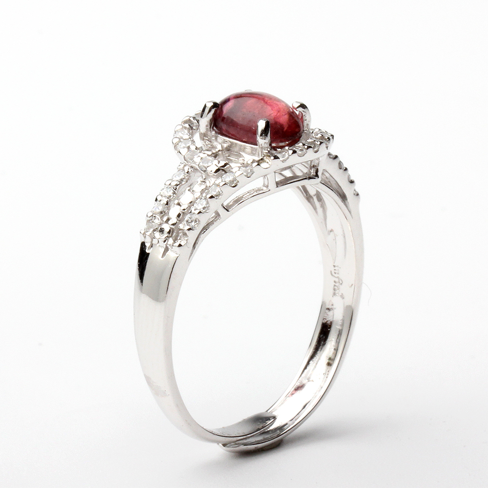 【雅紅珠寶】天然紅碧璽戒指-925銀飾-翠袖红裙-活圍設計-R0416