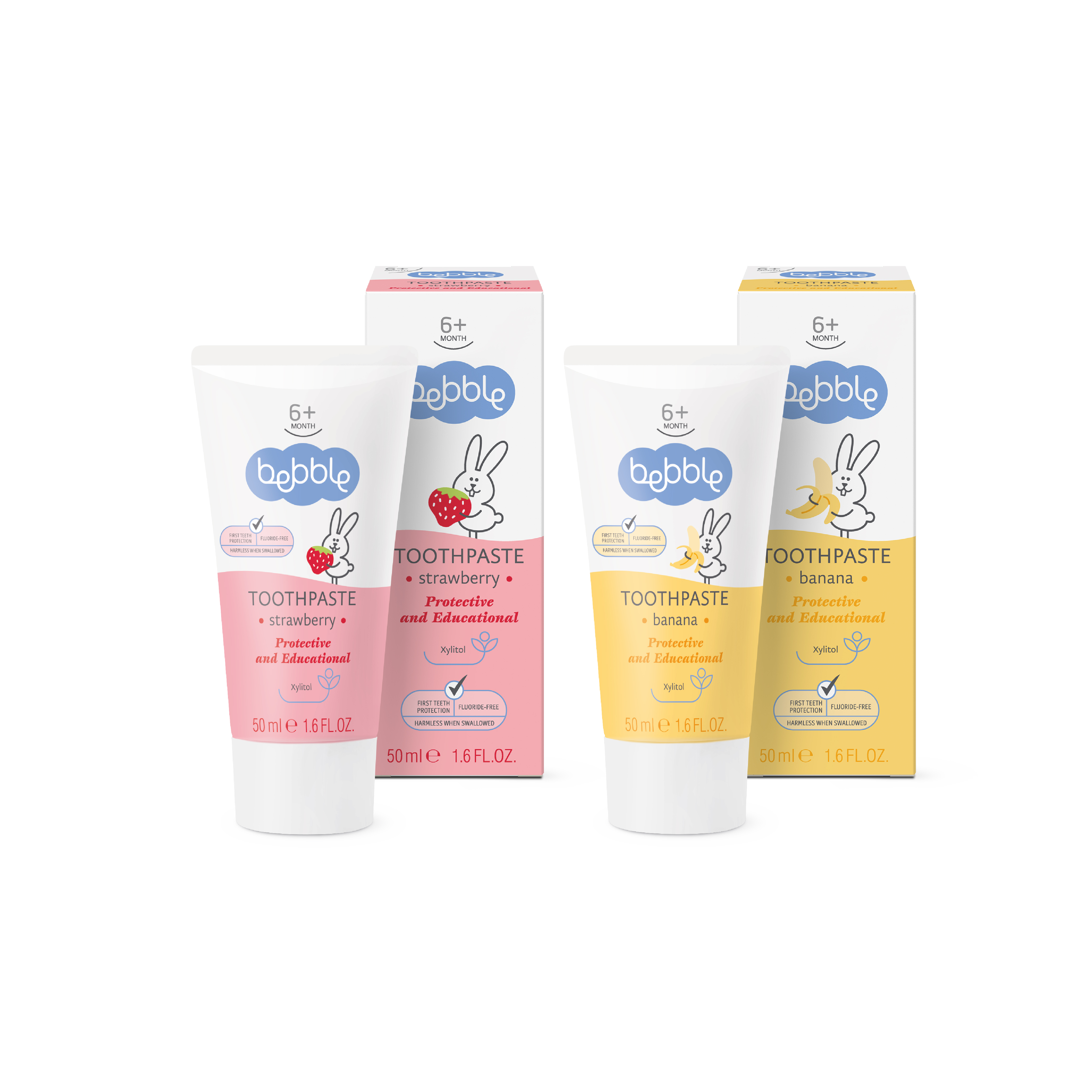 Bebble幼兒乳牙無氟牙膏-士多啤梨味/香蕉口味 (可吞食)