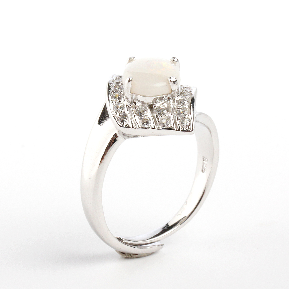 【雅紅珠寶】天然蛋白石戒指-925銀飾-雲興霞蔚-活圍設計-R0419