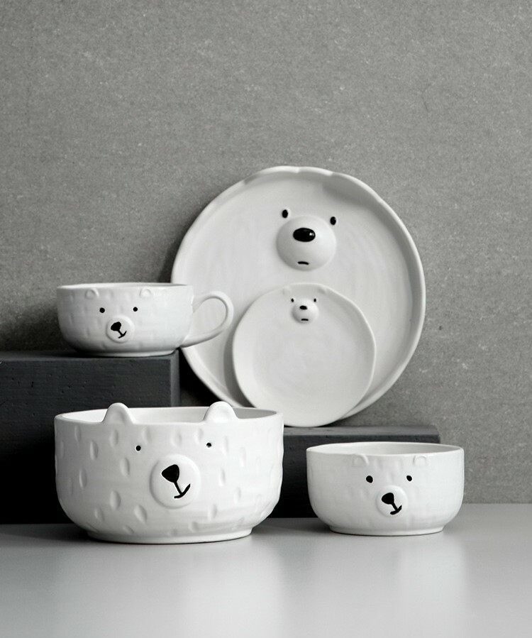 《1116》可愛胖胖大白熊陶瓷碗盤組