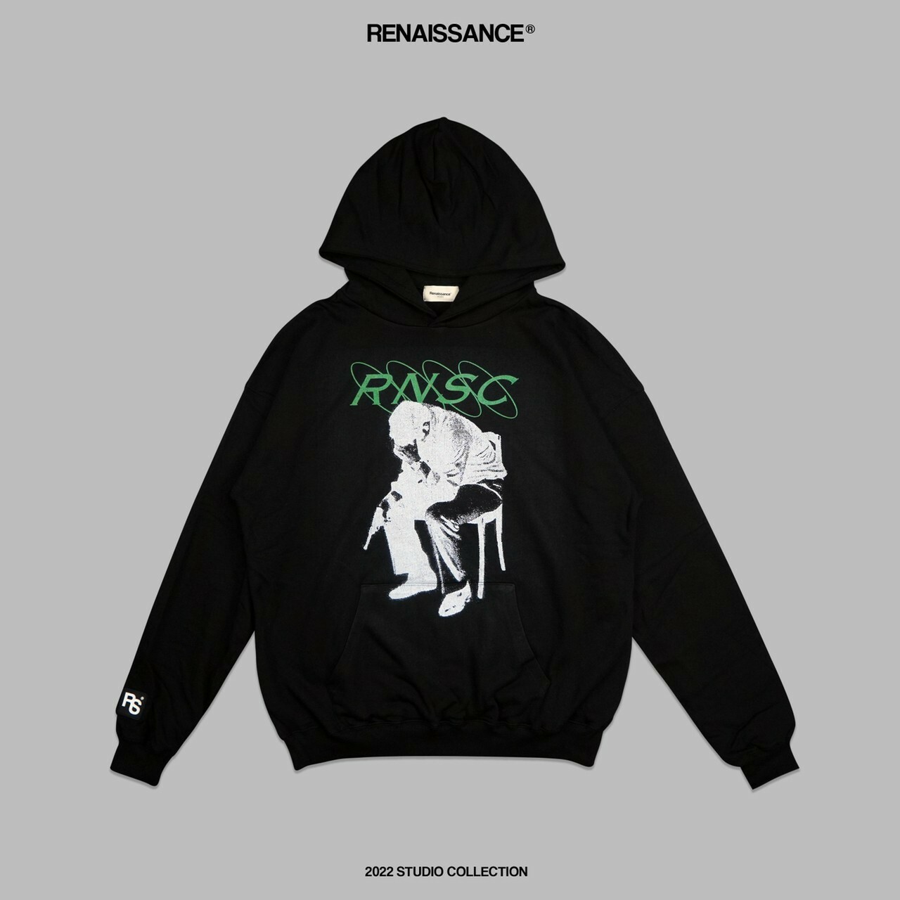 RENAISSANCE 黑綠字體Logo 沈思者帽T “ PONDER MAN HOODIE ”
