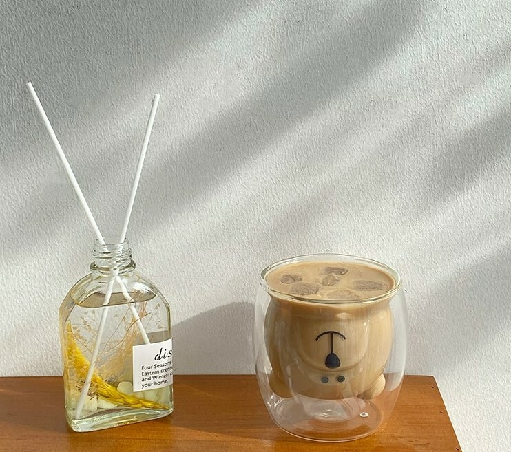 《1124》可愛小熊雙層耐熱透明玻璃杯300ml