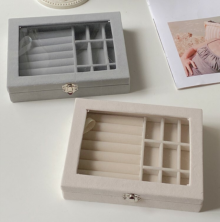 《1125》絨布帶蓋飾品收納盒