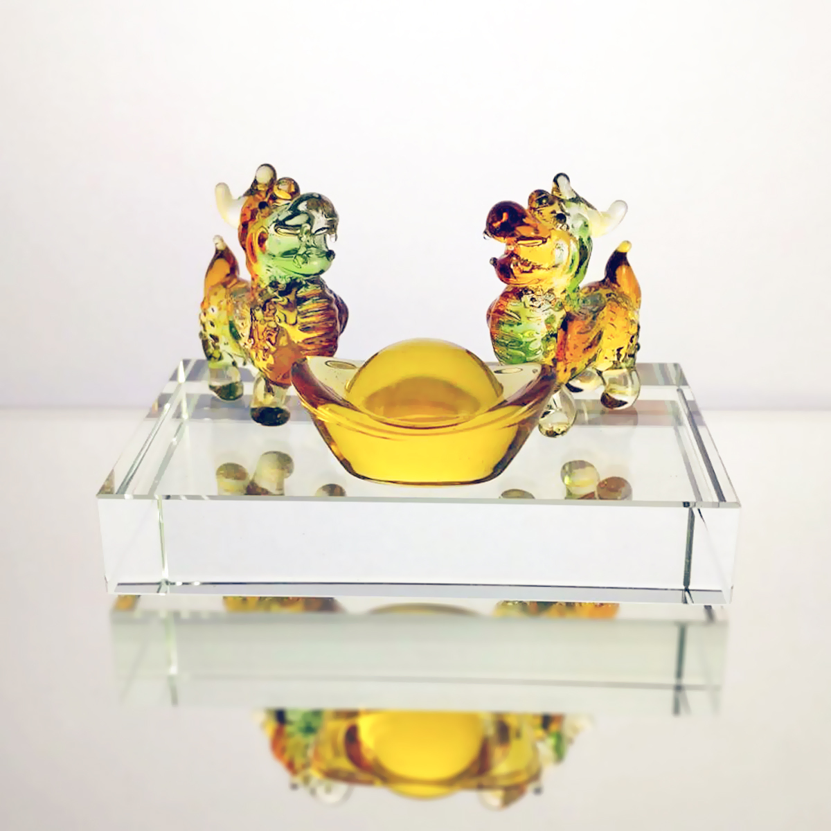 迷你貔貅對(含水晶座)