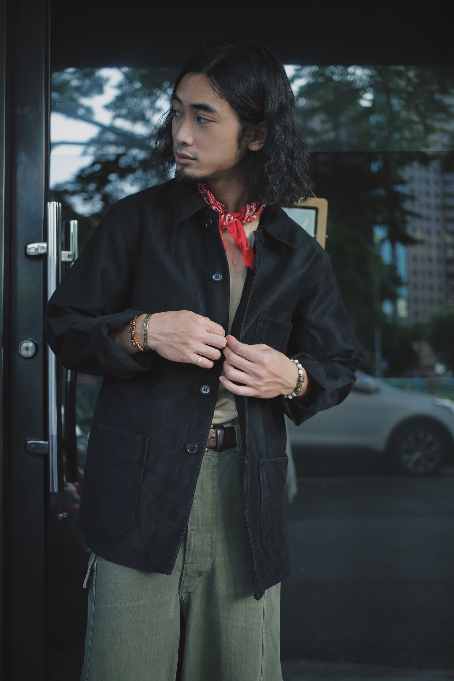 French black moleskin/黑色moleskin法國工裝外套