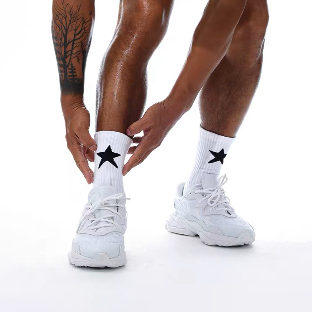 Sockkon中長筒星星運動毛巾襪【星星】