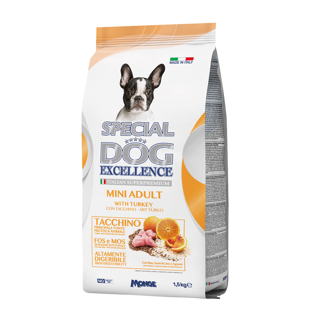 【Excellence卓越】SE呵護配方 小型成犬(火雞肉+甜橙) 1.5kg |狗飼料