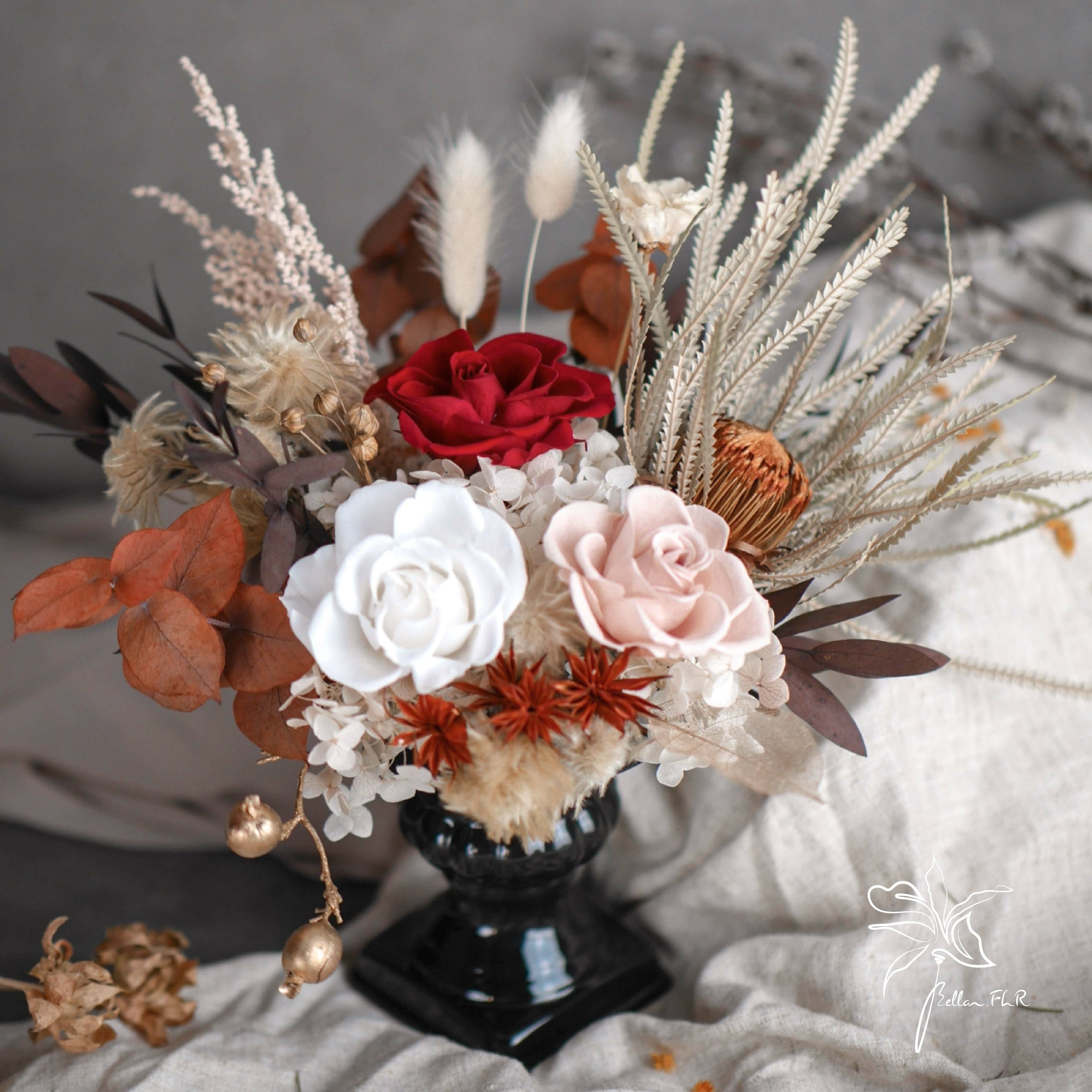 【秋蟬】永生乾燥瓷器盆花