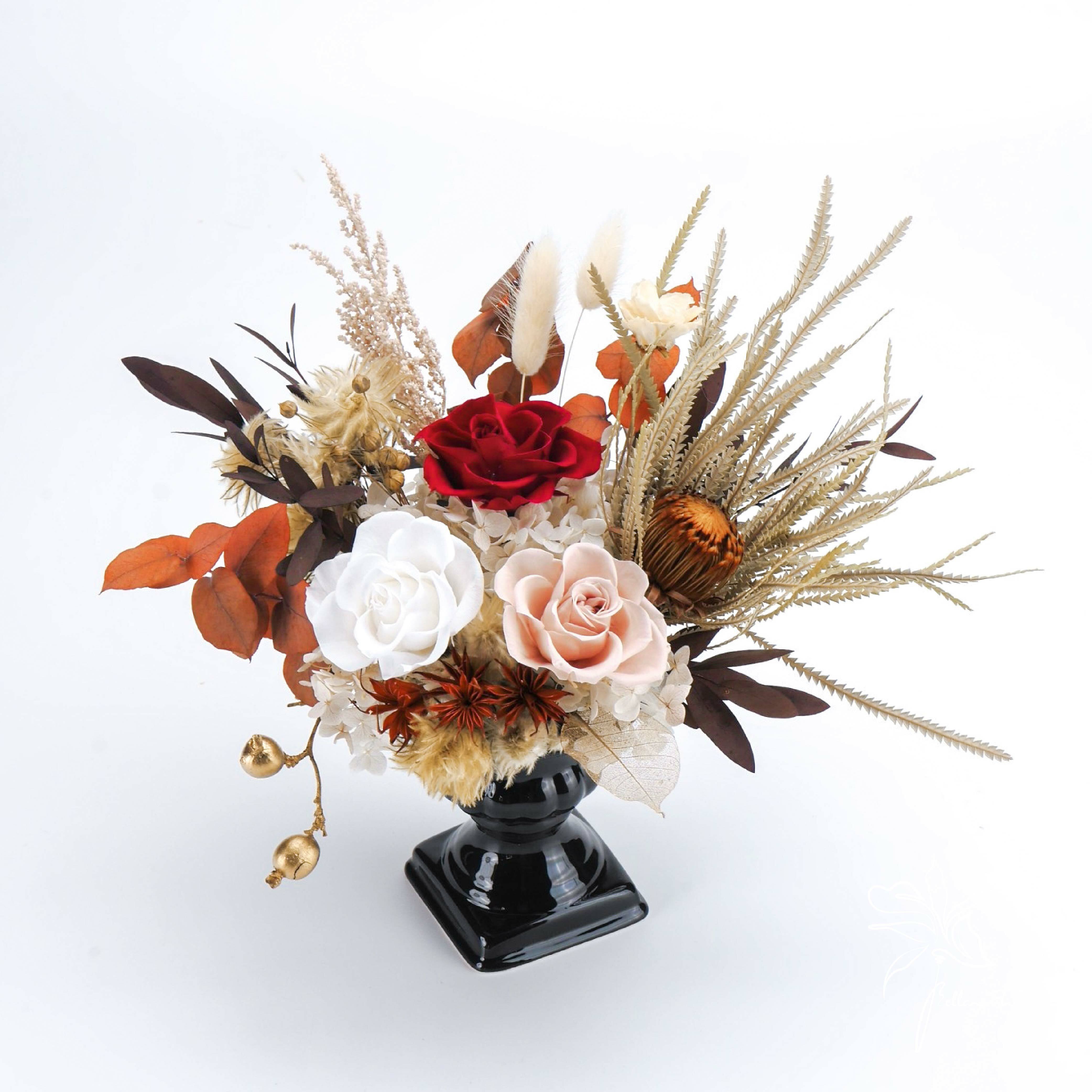 【秋蟬】永生乾燥瓷器盆花