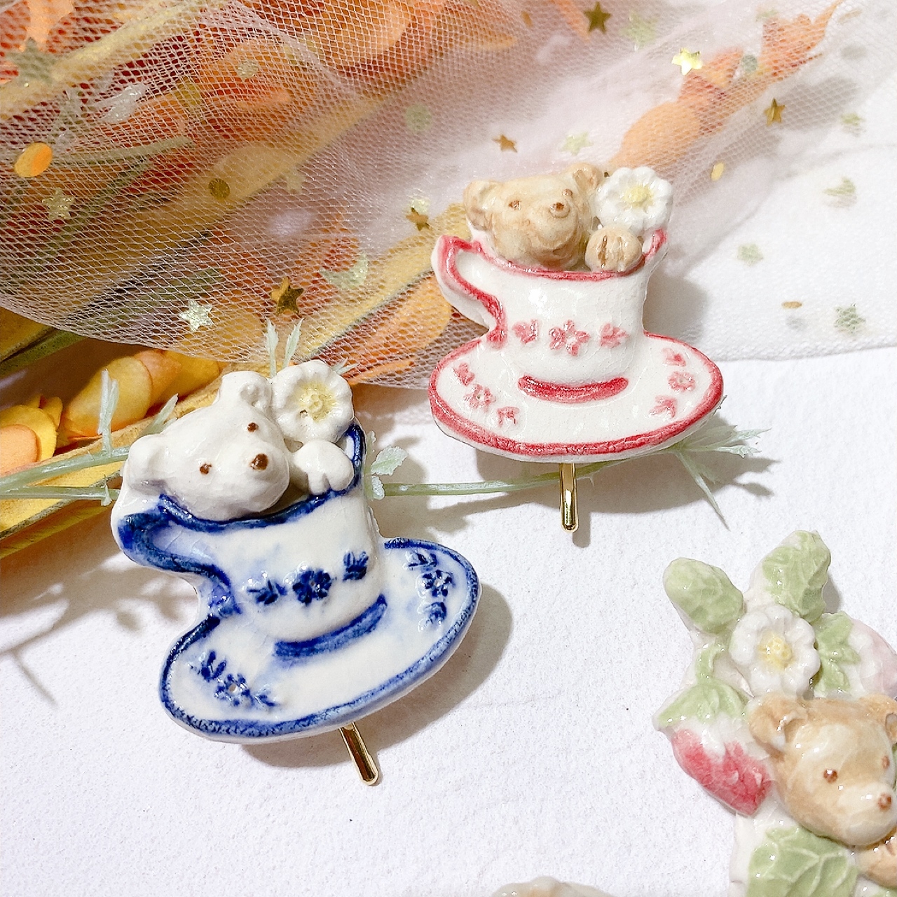 [手作家] 熊仔與杯髮圈插