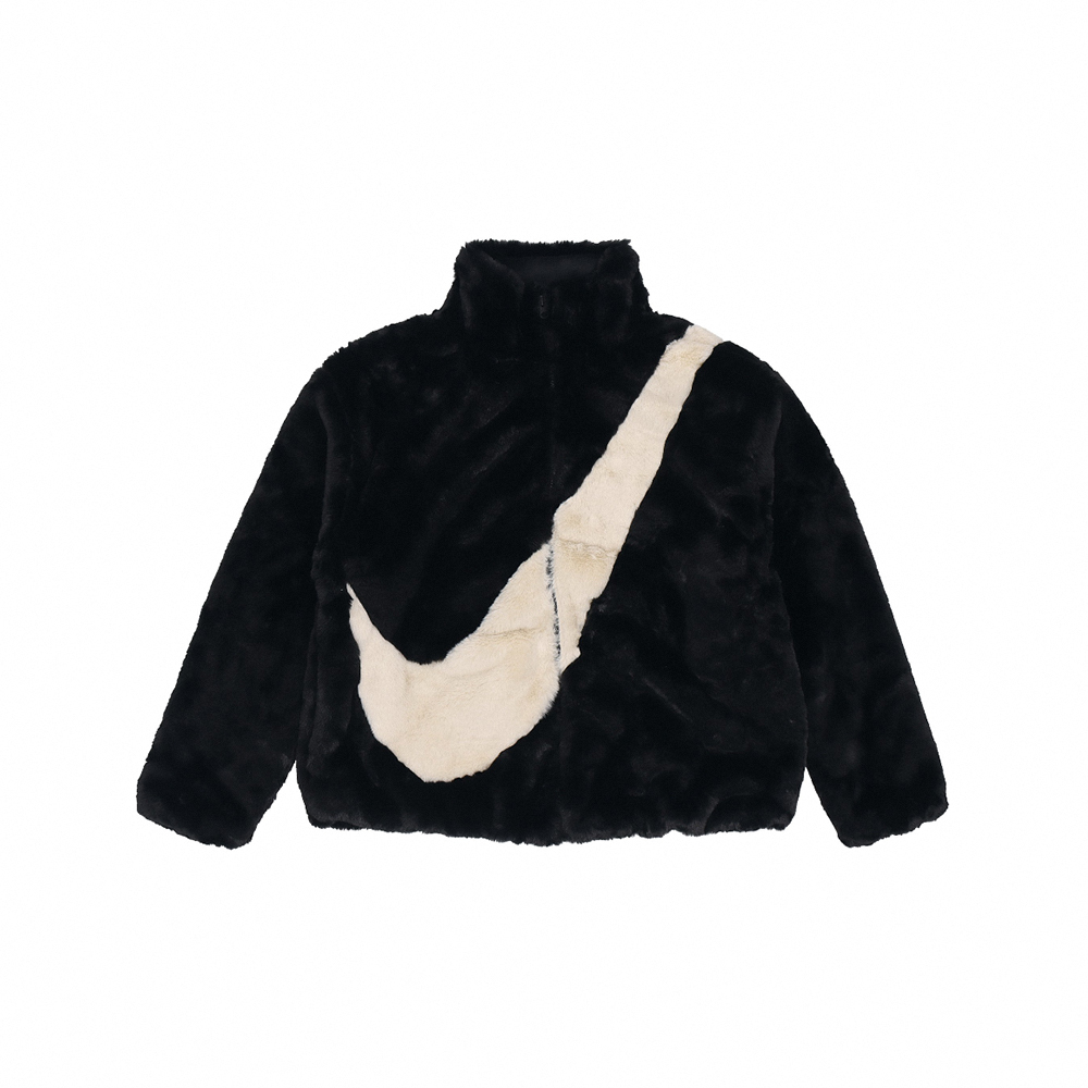 Nike AS W NSW JKT FAUX FUR 大勾 皮草毛毛外套 寶寶藍/黑