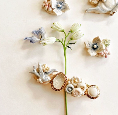 [手作家] 藍色小鳥與花兒髮夾