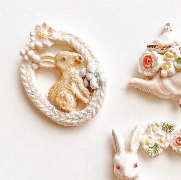 [手作家] 兔仔與花兒髮夾