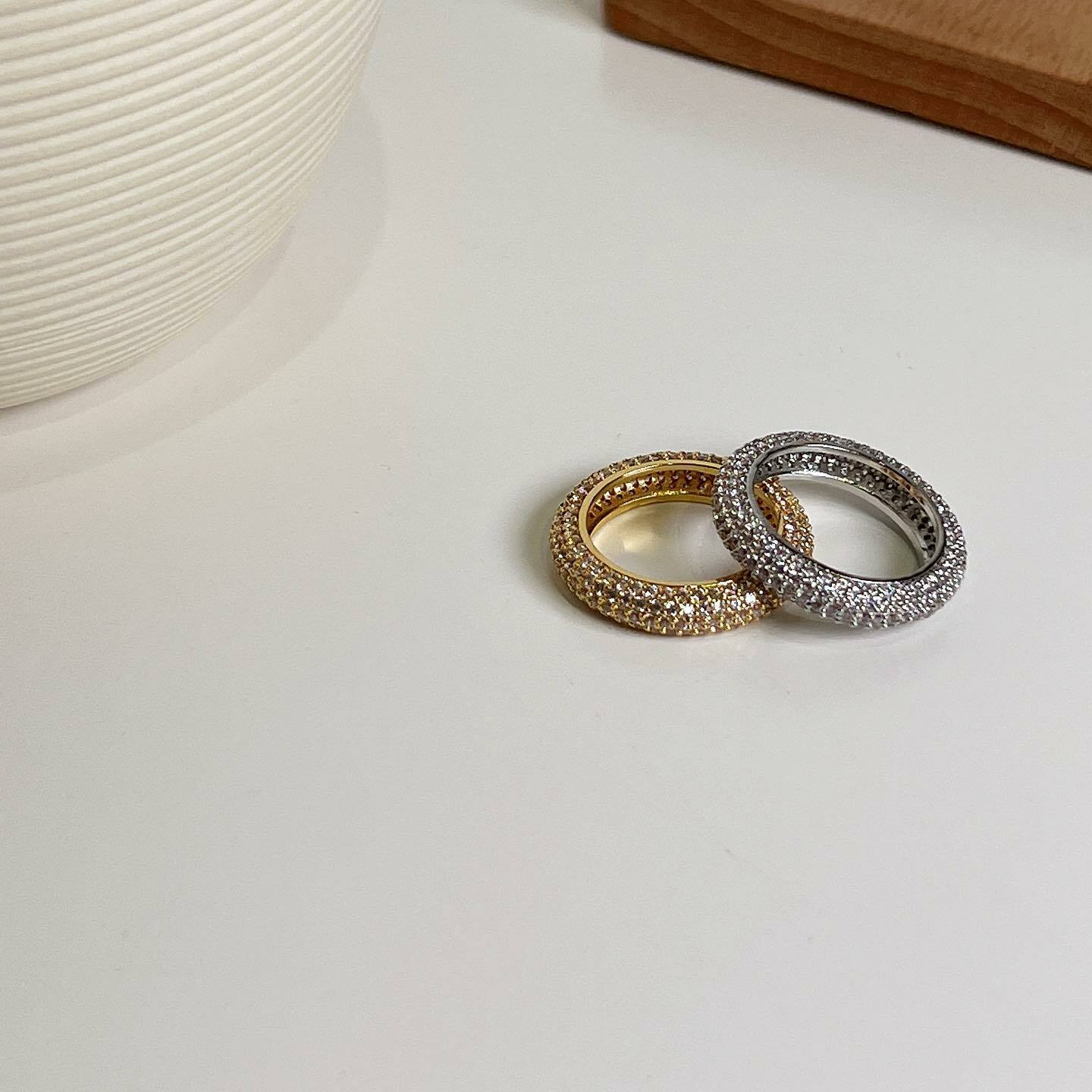 韓國高質感滿鑽戒指。兩色