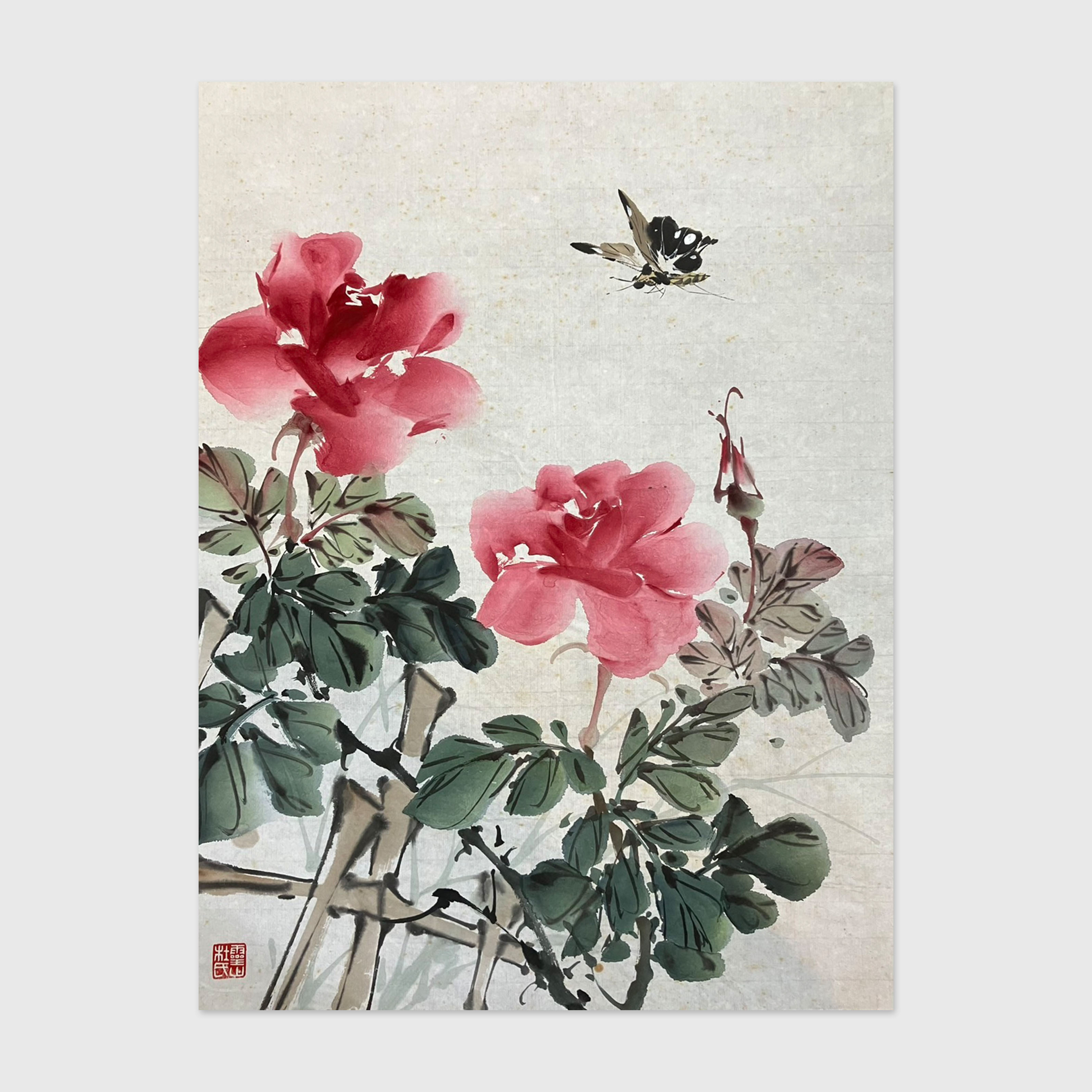 水墨画　蝶戀花 Butterfly Loves Flowers Soft Whispers | Whitestone Gallery