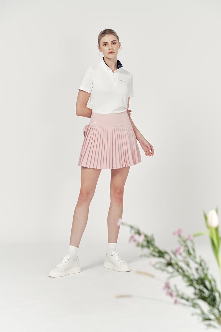 經典細百褶裙-粉