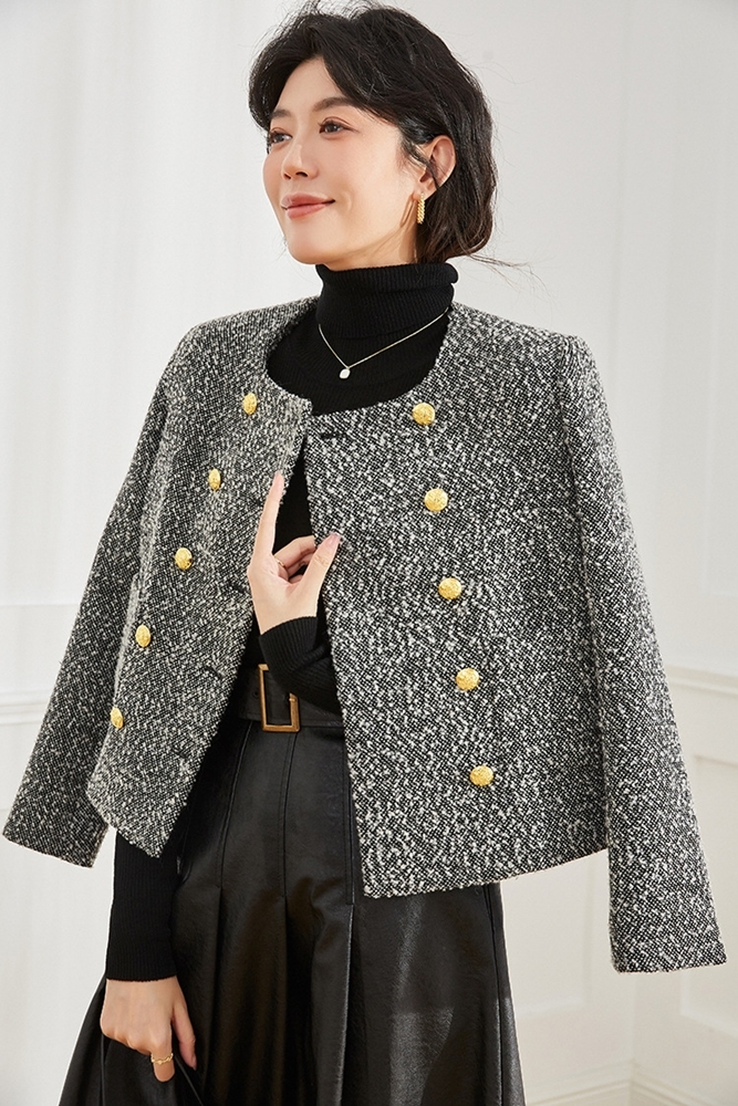 雙排金釦羊毛呢外套 三色