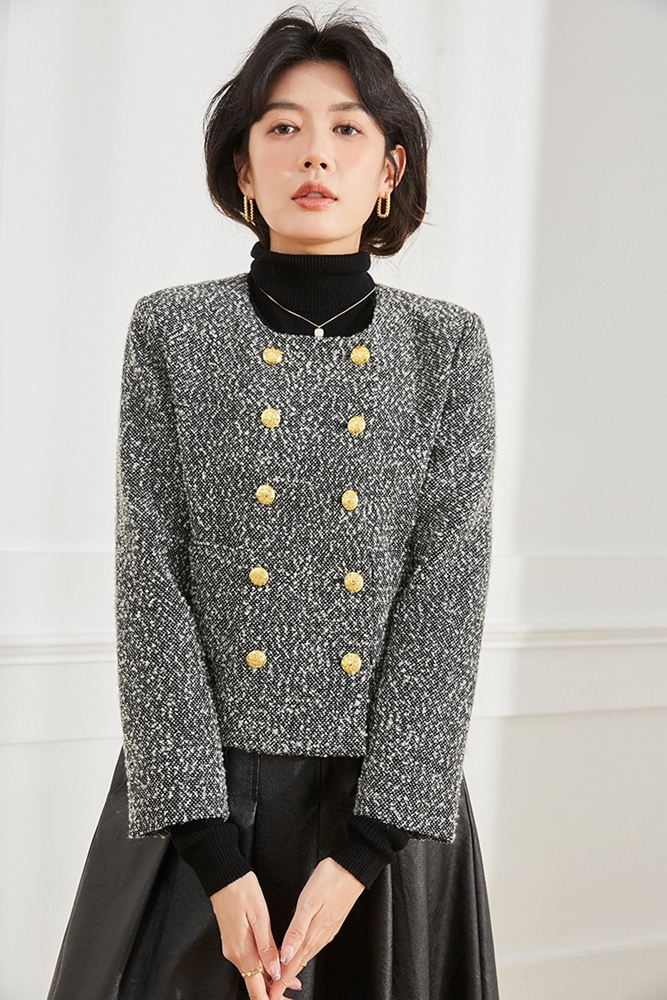 雙排金釦羊毛呢外套 三色