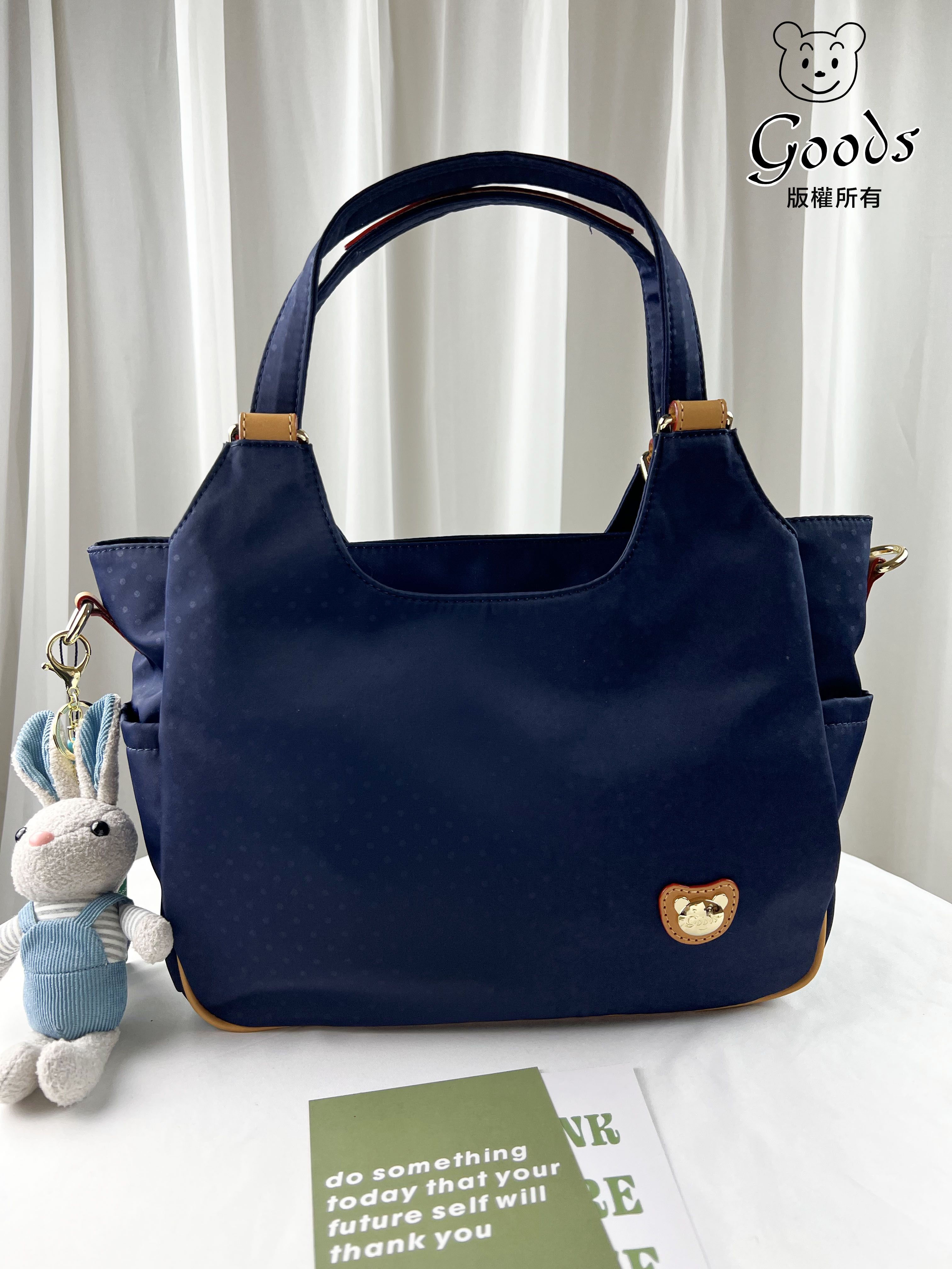 GOODS 小圓點防潑水手提包 / 側背包 附小熊吊飾  #2756