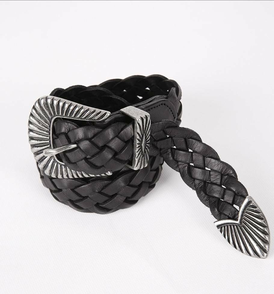 鍍鉻網眼義大利天然牛皮腰帶