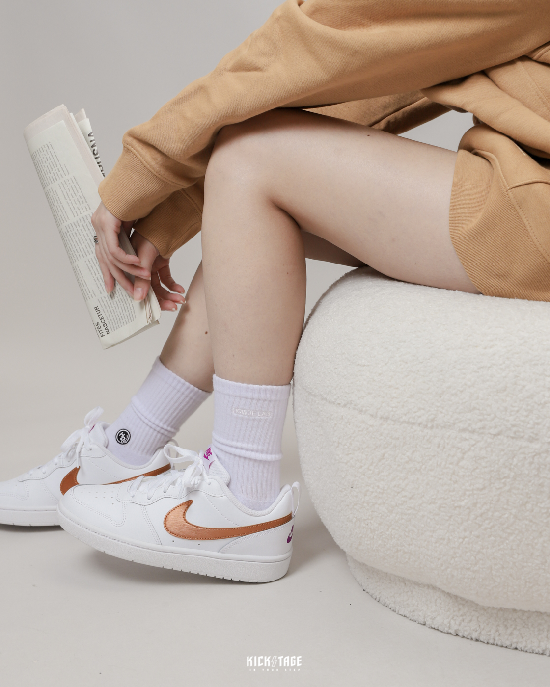 **特價$888售出不退換**大童鞋 女碼尺寸 NIKE COURT BOROUGH LOW 2 (GS) 全白 古銅玫瑰金 小DUNK【DQ5979-100】25SALE