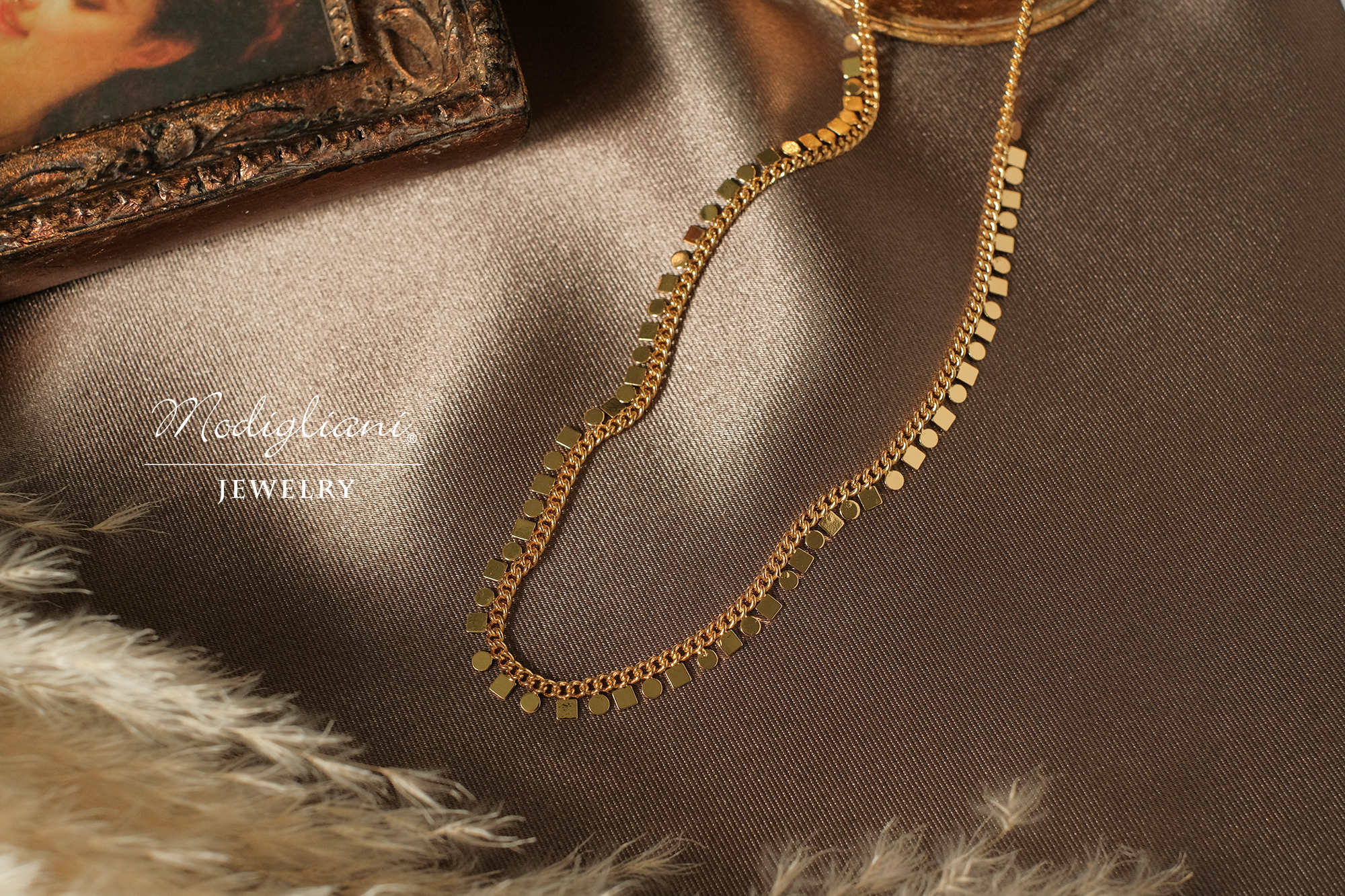 黃銅飾品,黃銅,簡約,百搭,流蘇,項鍊,18K金,幾何,