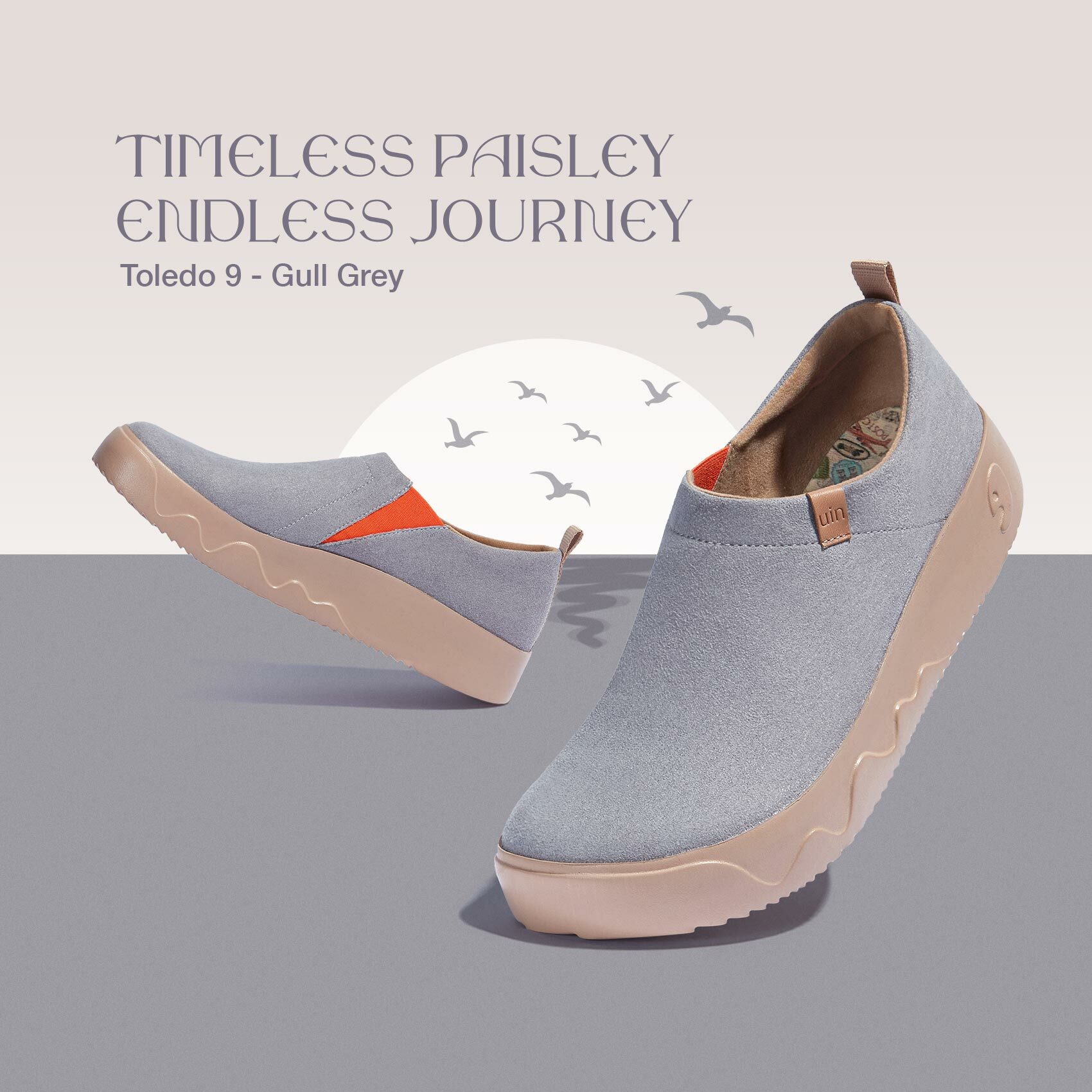 【 Uin 】西班牙原創設計 | 海鷗灰 托萊多9 男鞋 彩繪鞋 休閒鞋 懶人鞋