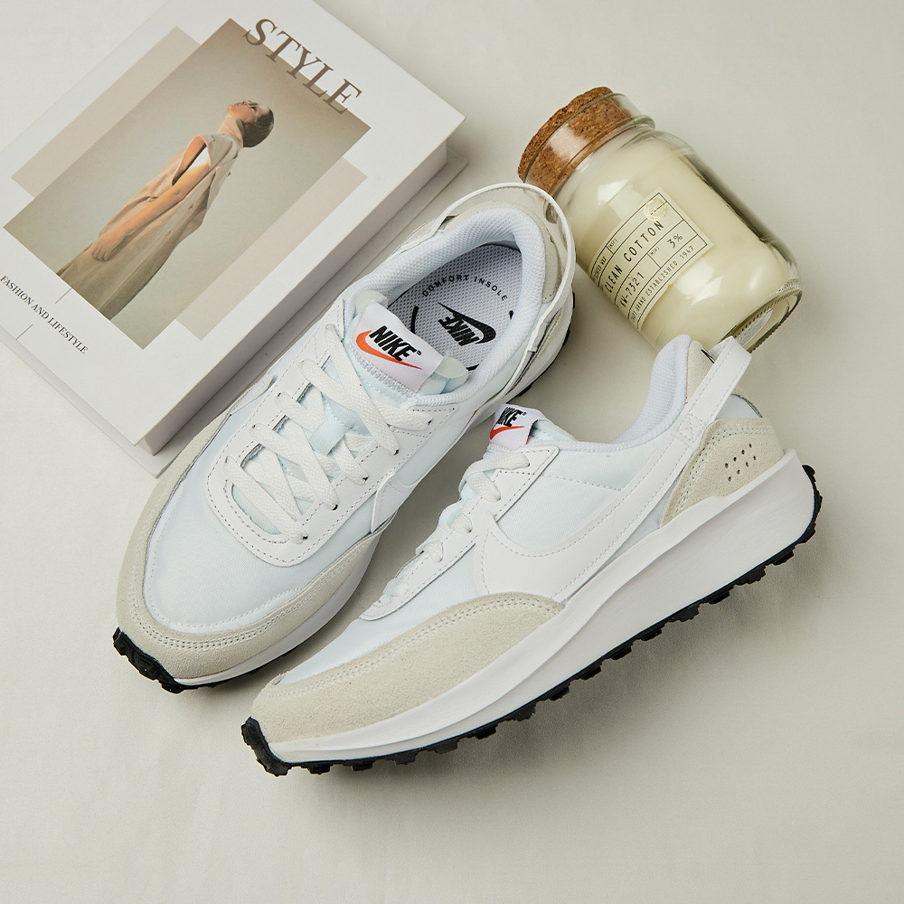 Nike Waffle Debut 女 白 灰 復古 麂皮 運動 休閒鞋 DH9523-100 (微瑕疵)