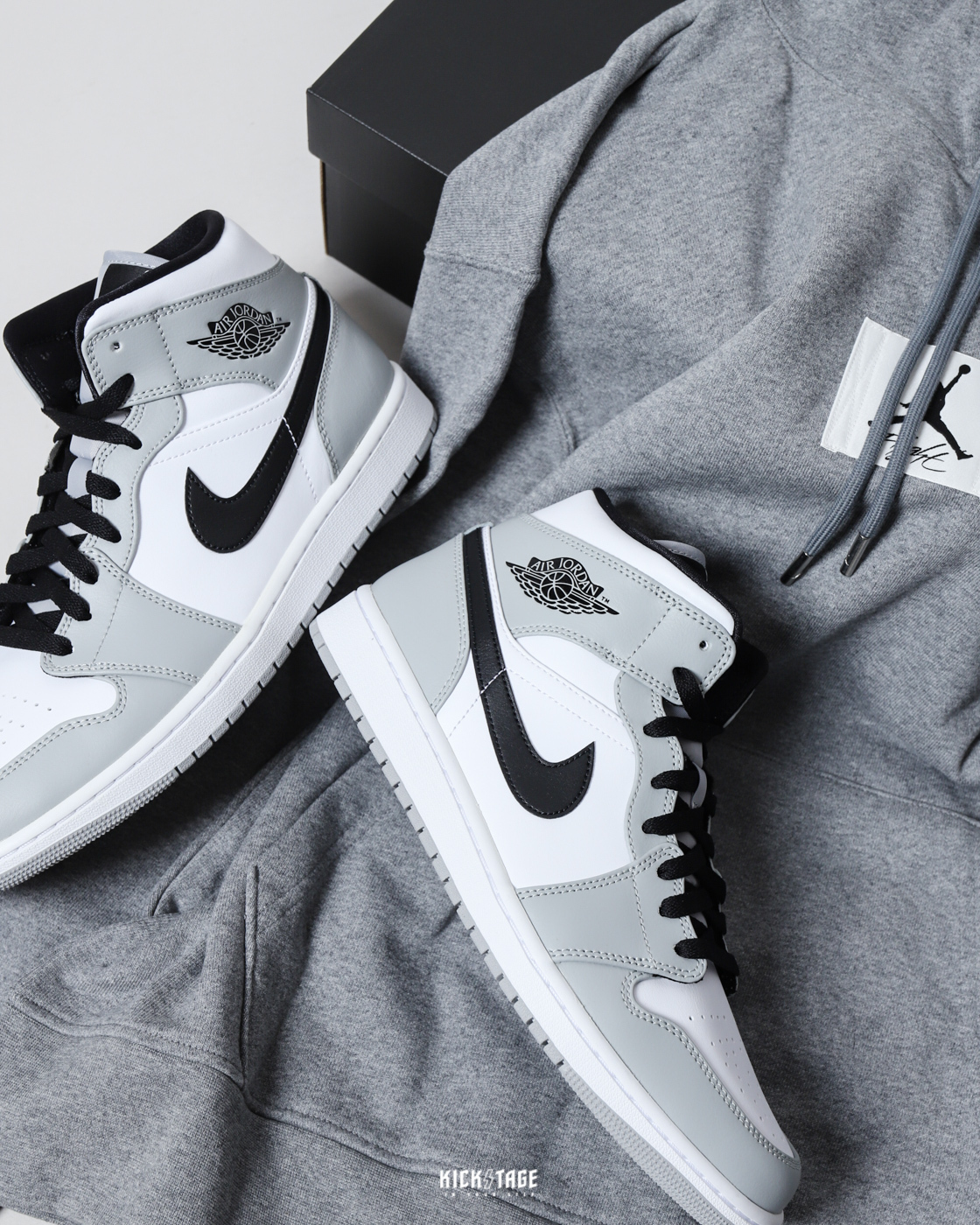 <特價65折> NIKE AIR JORDAN 1 MID SMOKE GREY 煙灰 黑勾  白灰小DIOR 中筒 AJ1 休閒鞋【554724-092】