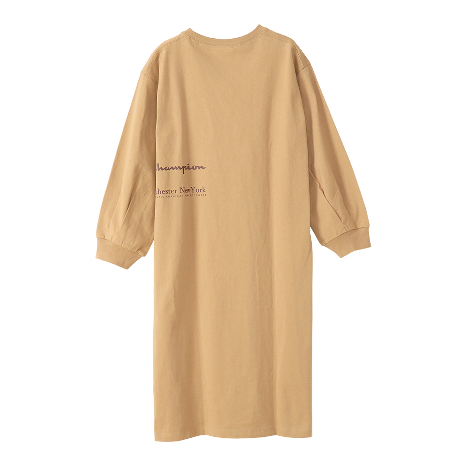 女款-口袋草寫Logo長版洋裝-卡其色（CW-U406-780）