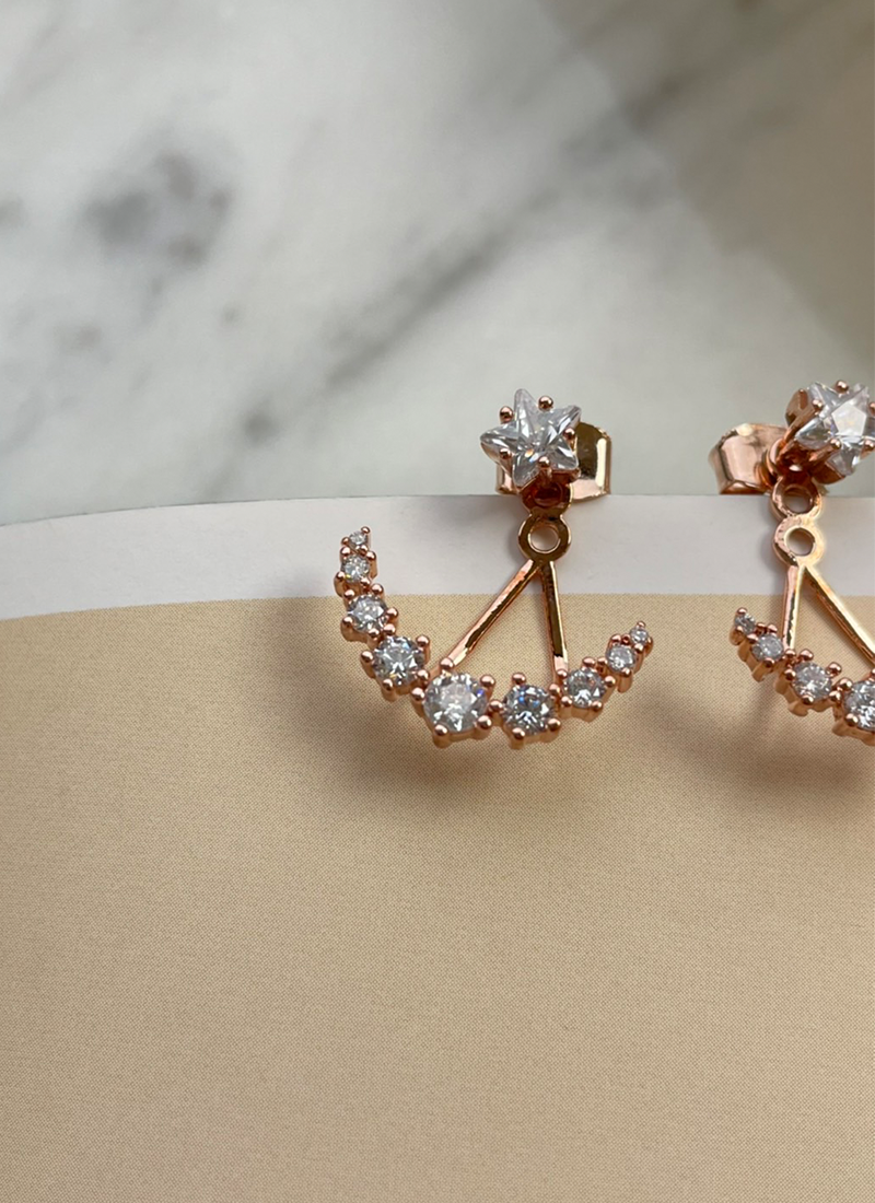 [現貨] 後扣式星星圓弧耳環