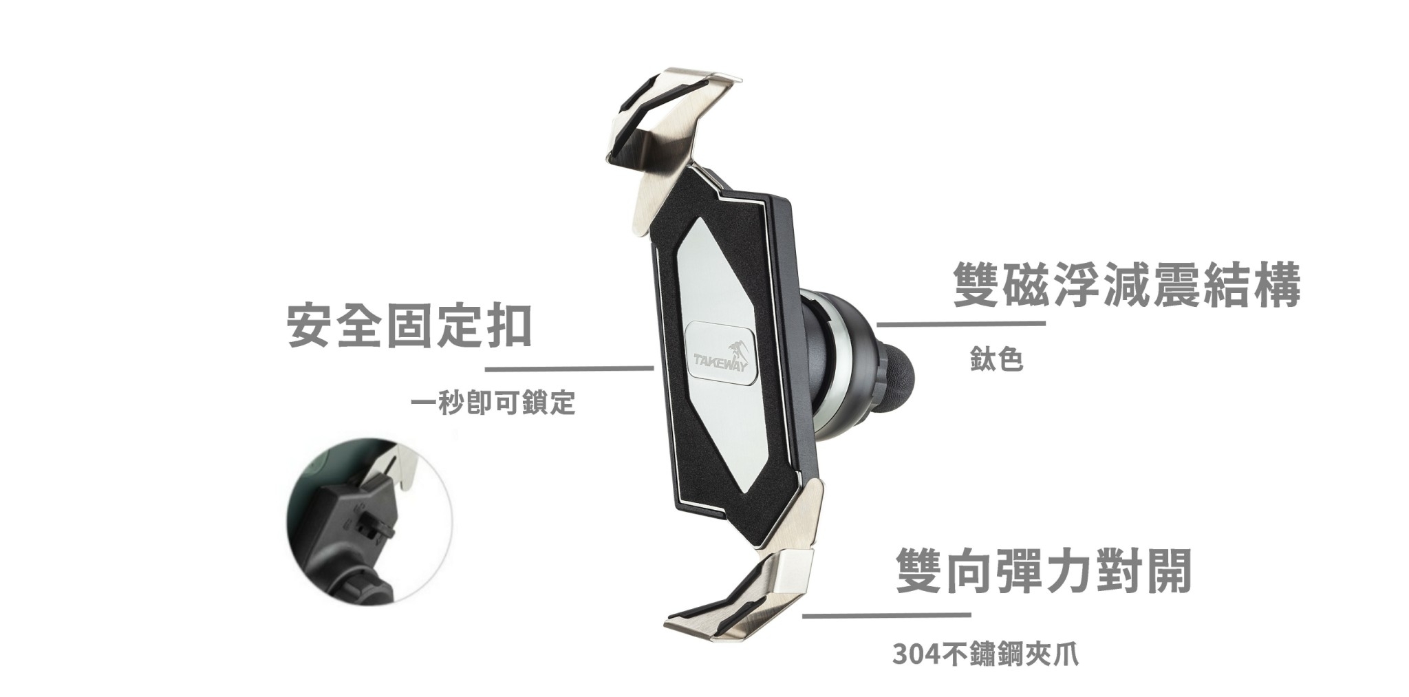 TAKEWAY LA3-PH05-AnvPro 防盜 雙磁浮 手機導航架 後照鏡版本