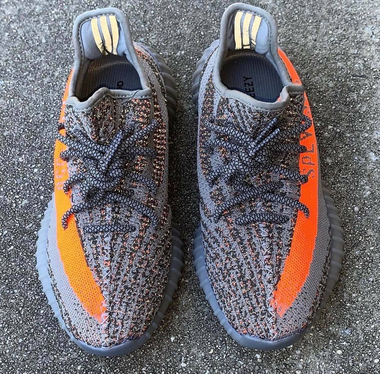 YEEZY BOOST 350 V2 BELUGA RF 灰底橘線滿天星全反光經典灰橘配色/ GW12