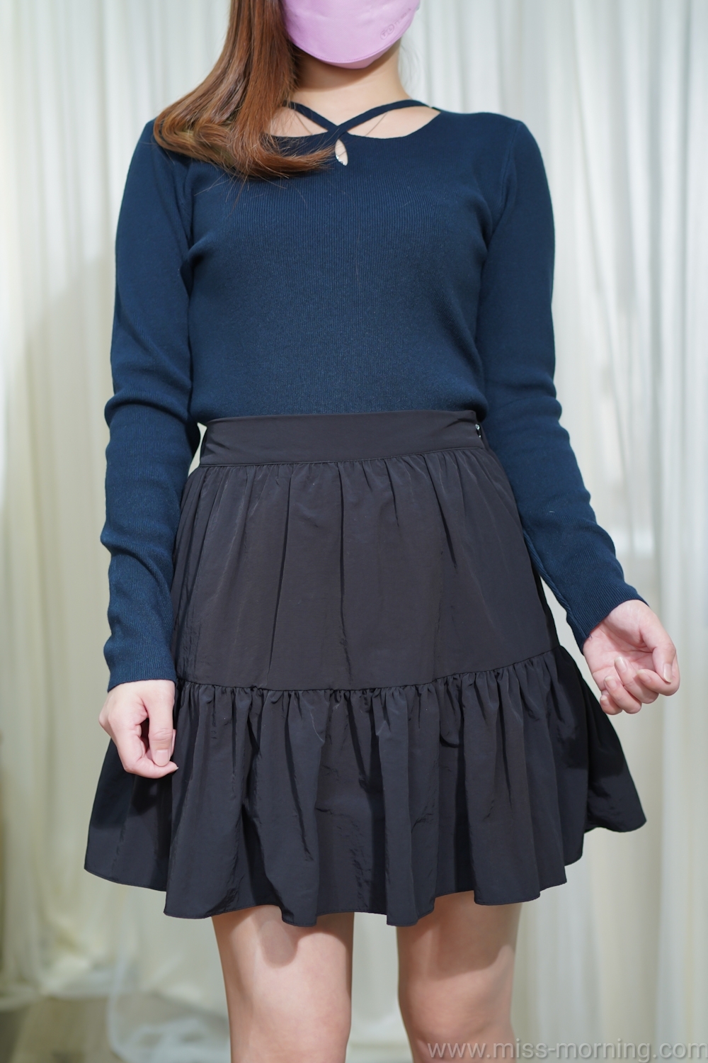 交叉款上衣(12886)&後橡筋腰側拉鍊外裙內褲(33455)