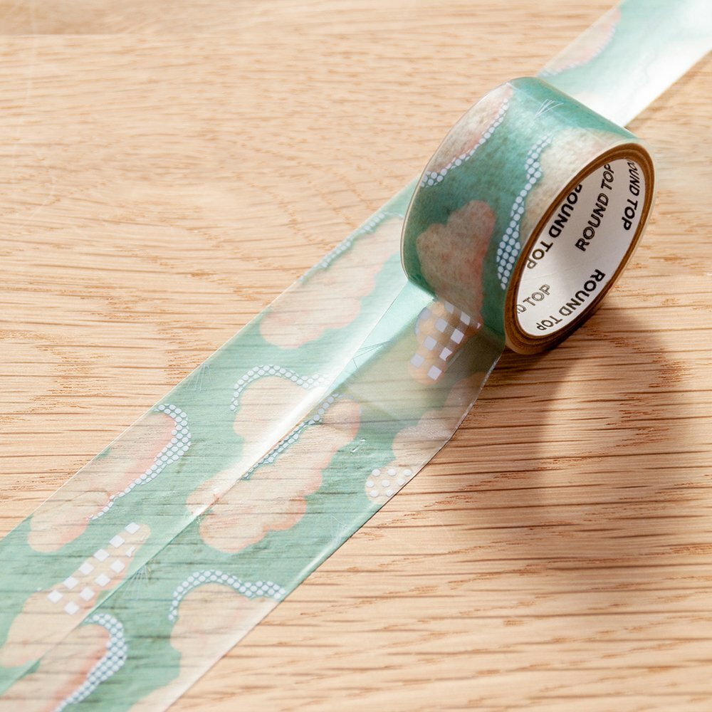 Round Top x Insomnia Design 20mm Clear Masking Tape －Over the Clouds (Japanese Stationery Brand)