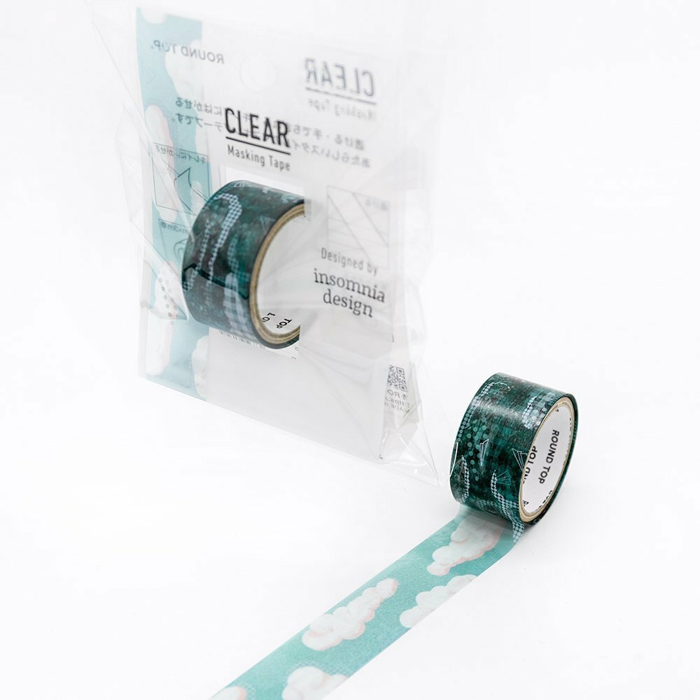 Round Top x Insomnia Design 20mm Clear Masking Tape －Over the Clouds (Japanese Stationery Brand)