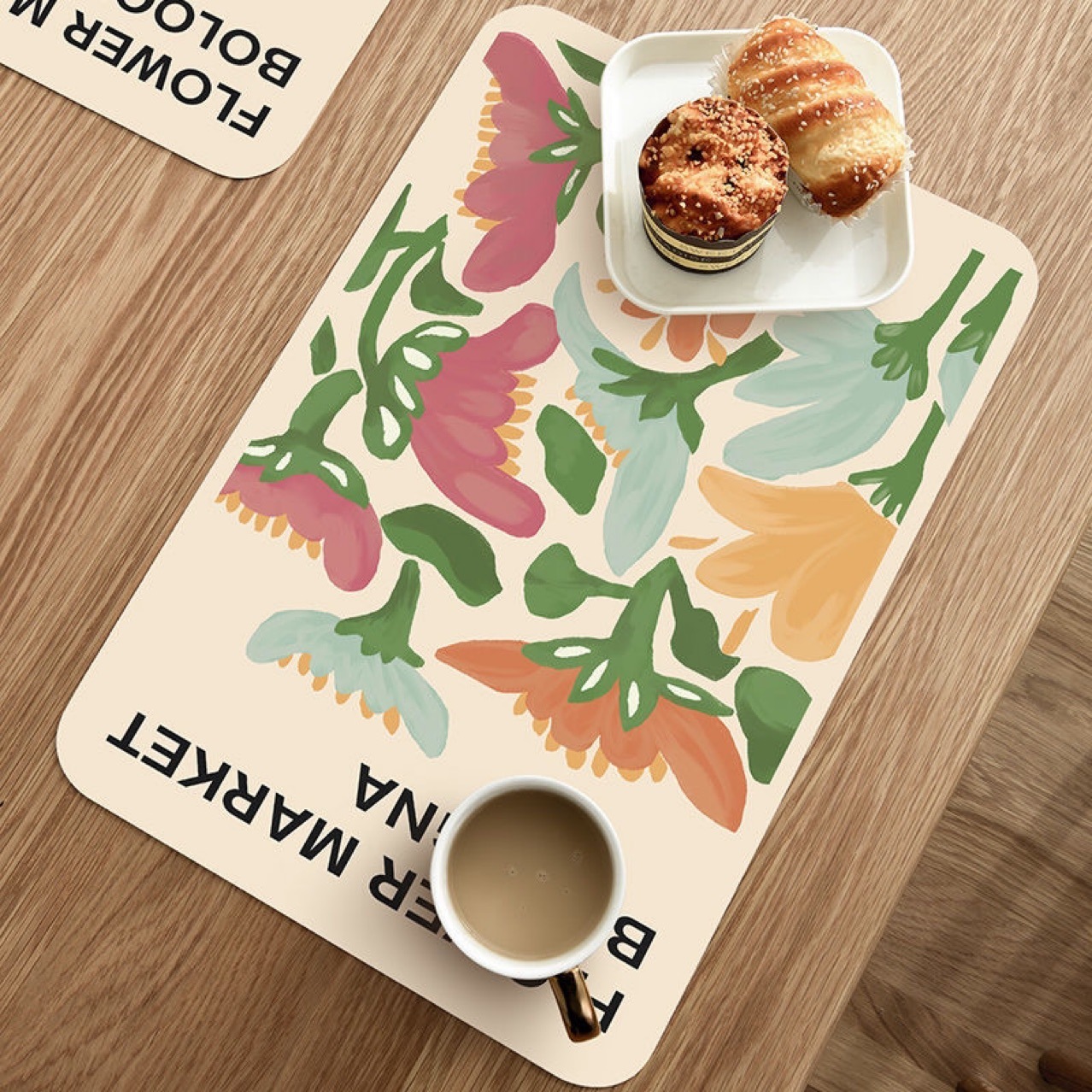 《1159》皮革防滑小花餐墊