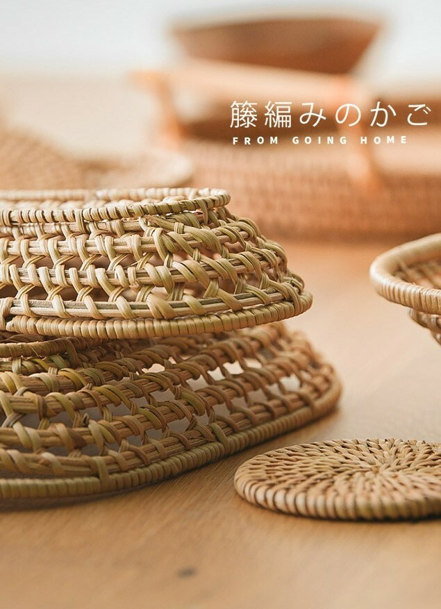 《1161》越南手工藤編桌面橢圓小托盤