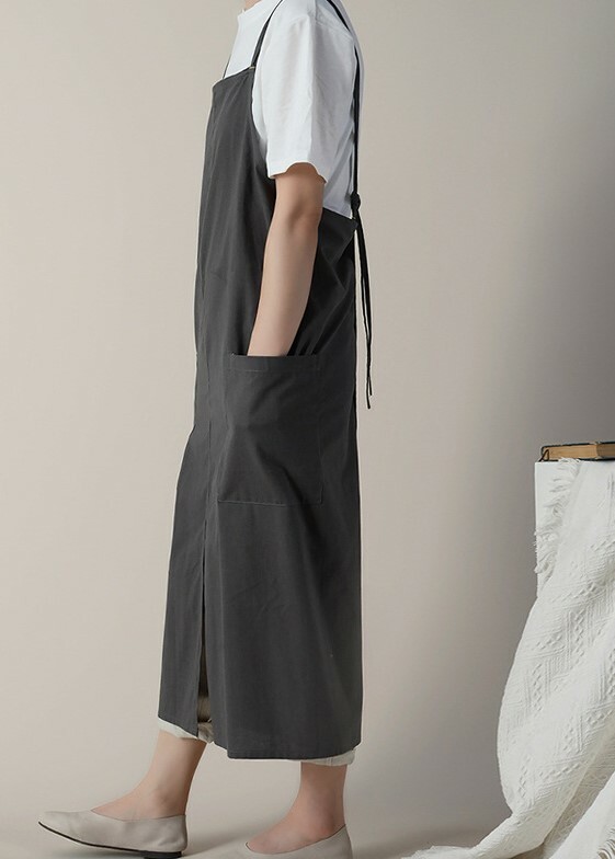 《1166》花藝廚房棉麻圍裙