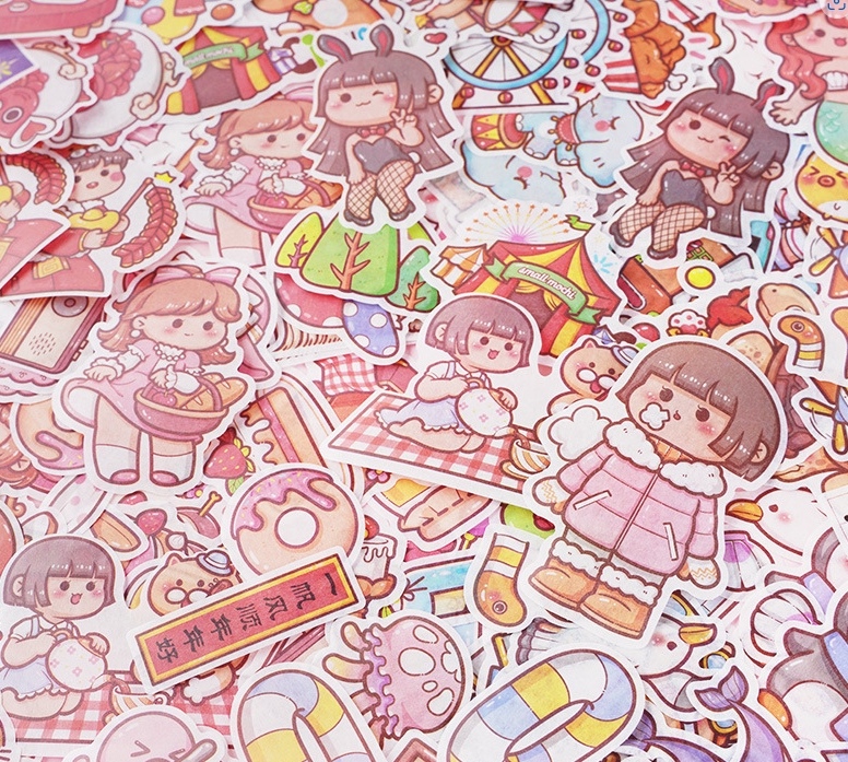 小麻薯手账贴纸和纸（包装 50枚）