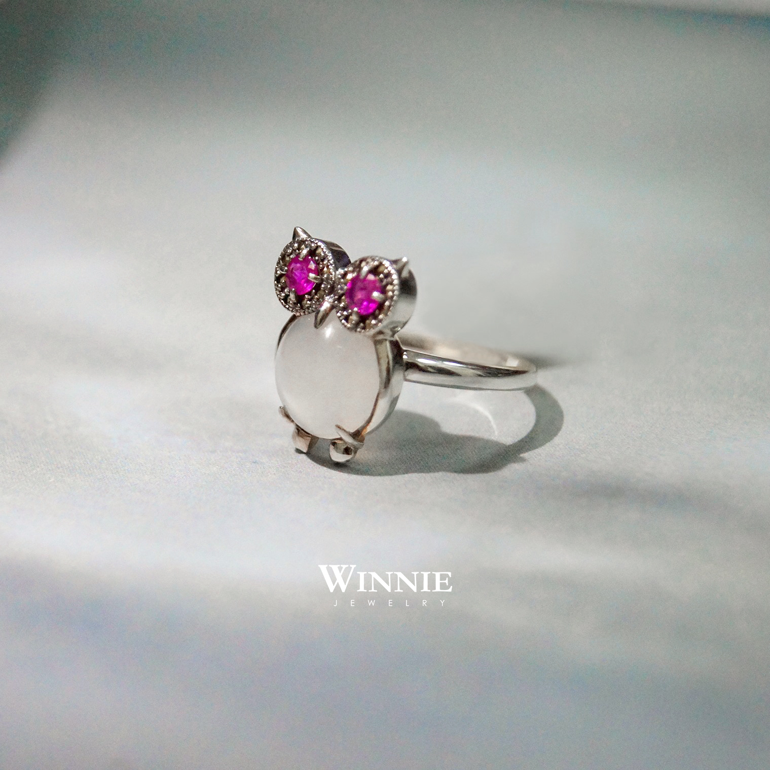 紅寶月光石戒指