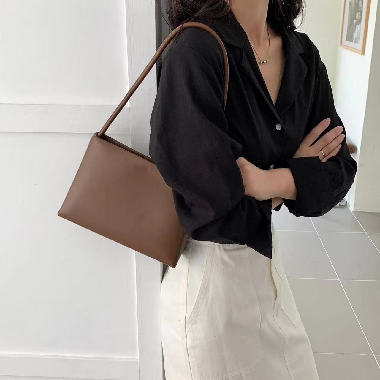 韓系素面單肩腋下包