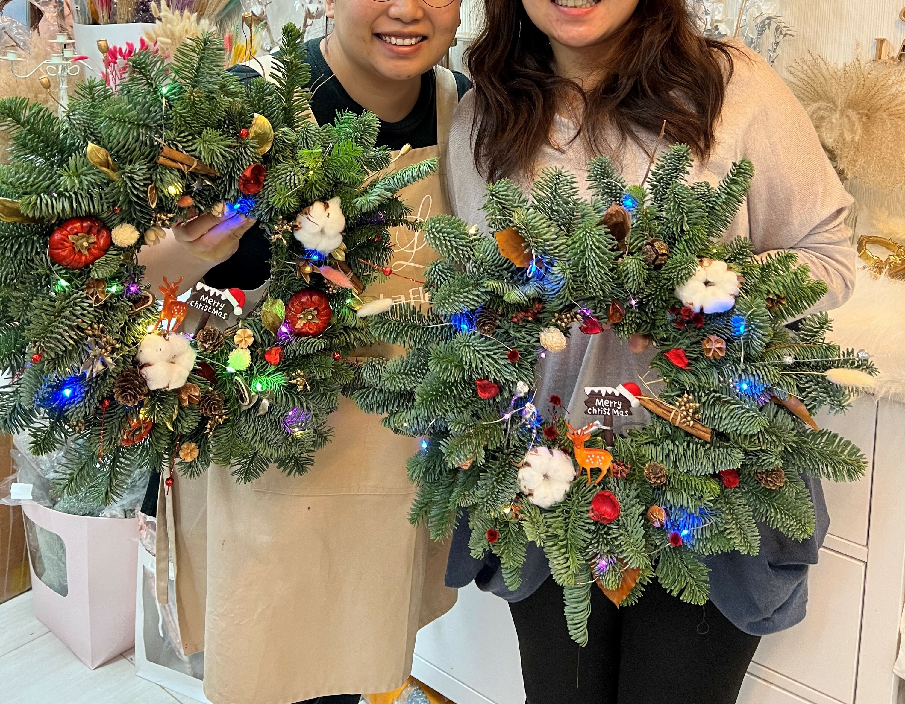 💢聖誕工作坊。期間限定💢🎄Noble Fir貴族松聖誕藤環 課程 Workshop (Est. 成品直徑 40-50cm)💢(需Whatapps 61174567預約)