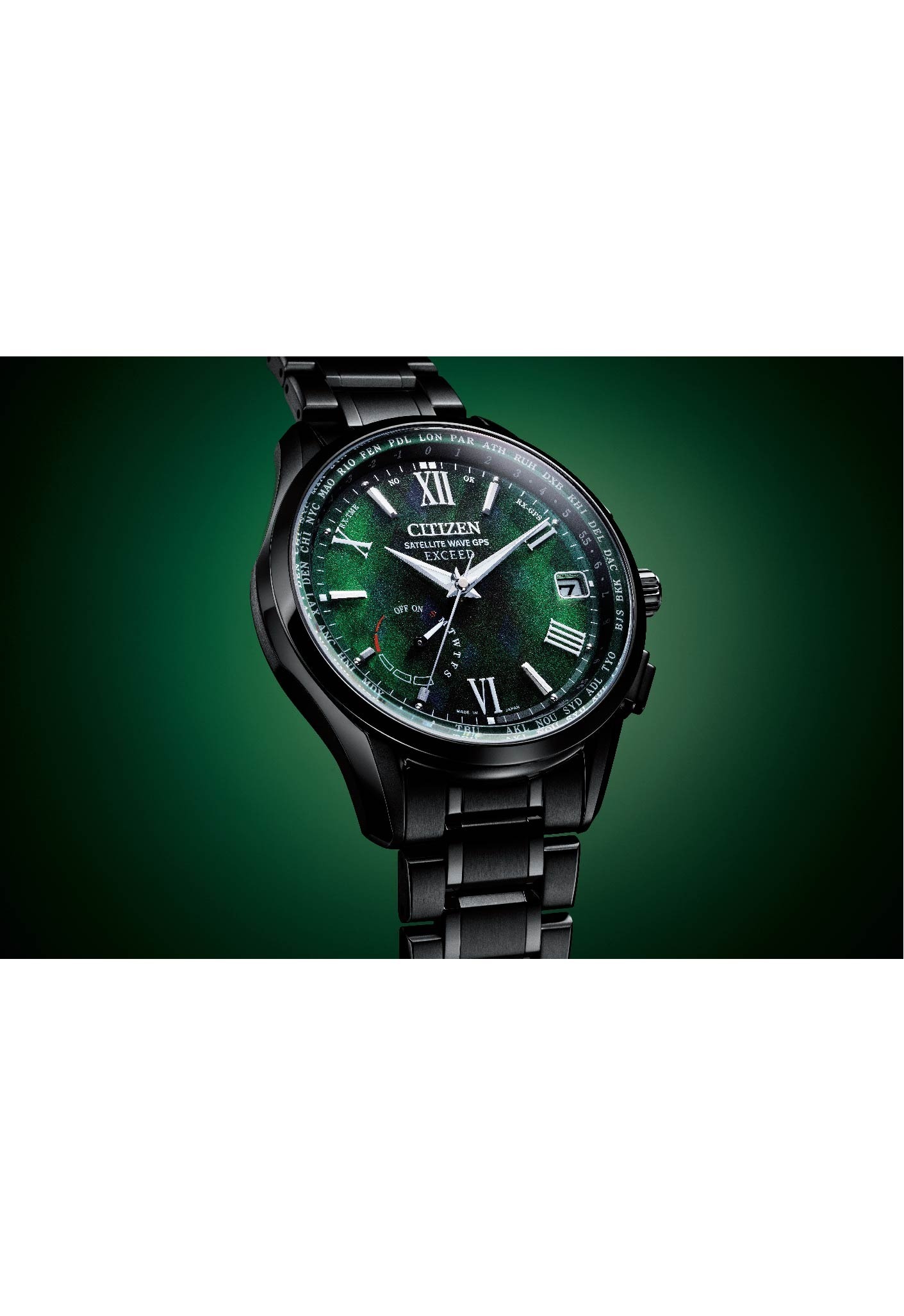 萬年鐘錶 - Citizen 星辰錶  EXCEED 系列  限量極光之森光動能GPS衛星對時男錶  CC3057-57W  表徑43.3MM