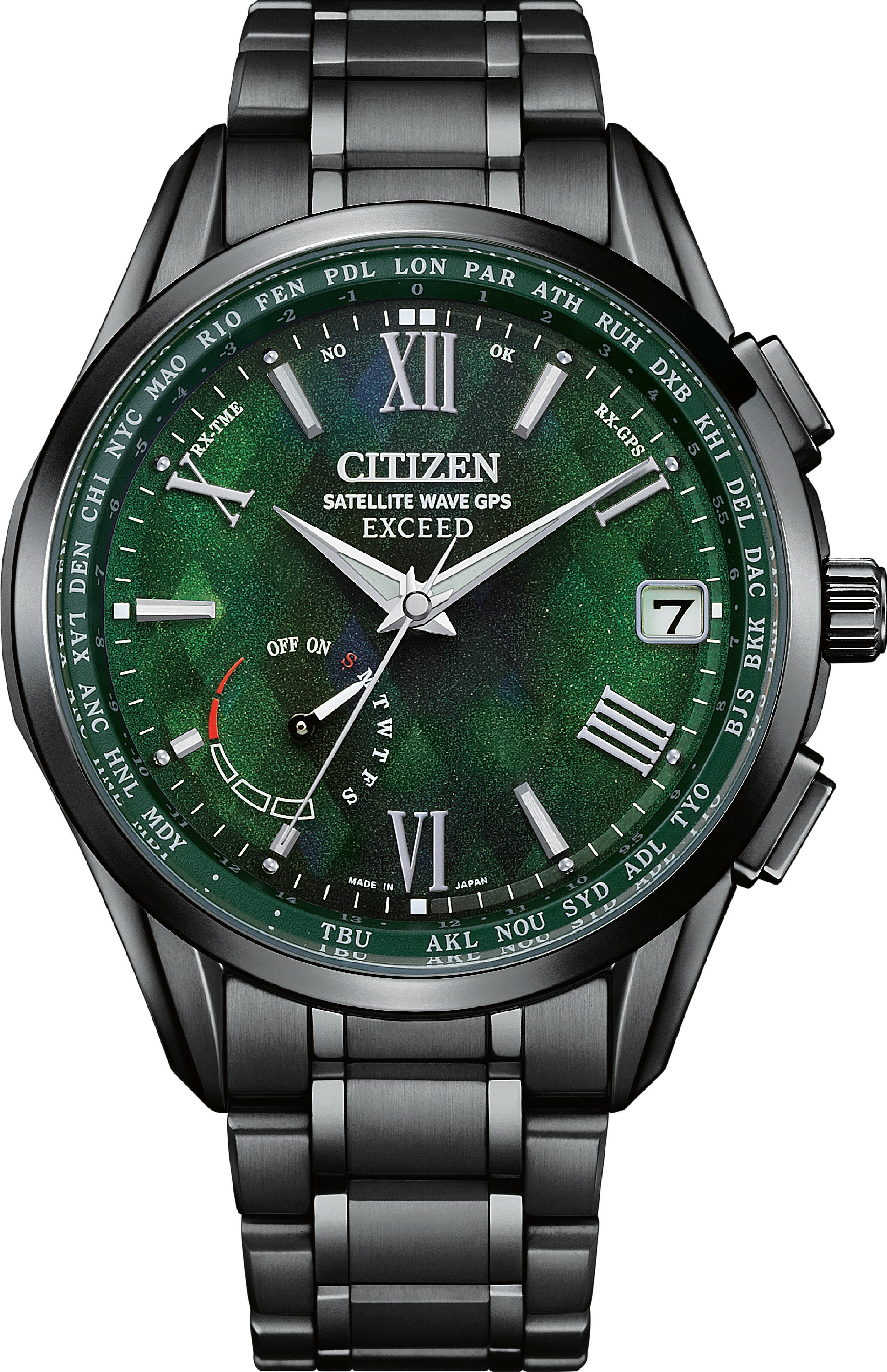 萬年鐘錶 - Citizen 星辰錶  EXCEED 系列  限量極光之森光動能GPS衛星對時男錶  CC3057-57W  表徑43.3MM
