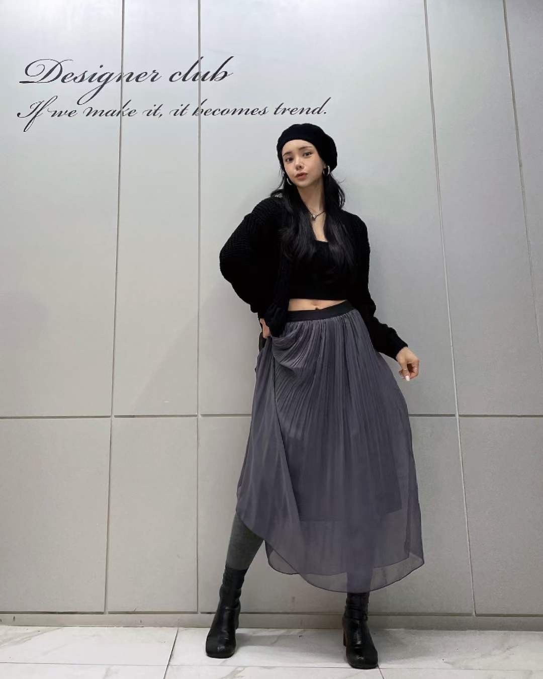 OCTSK233 雪紡百摺裙連leggings