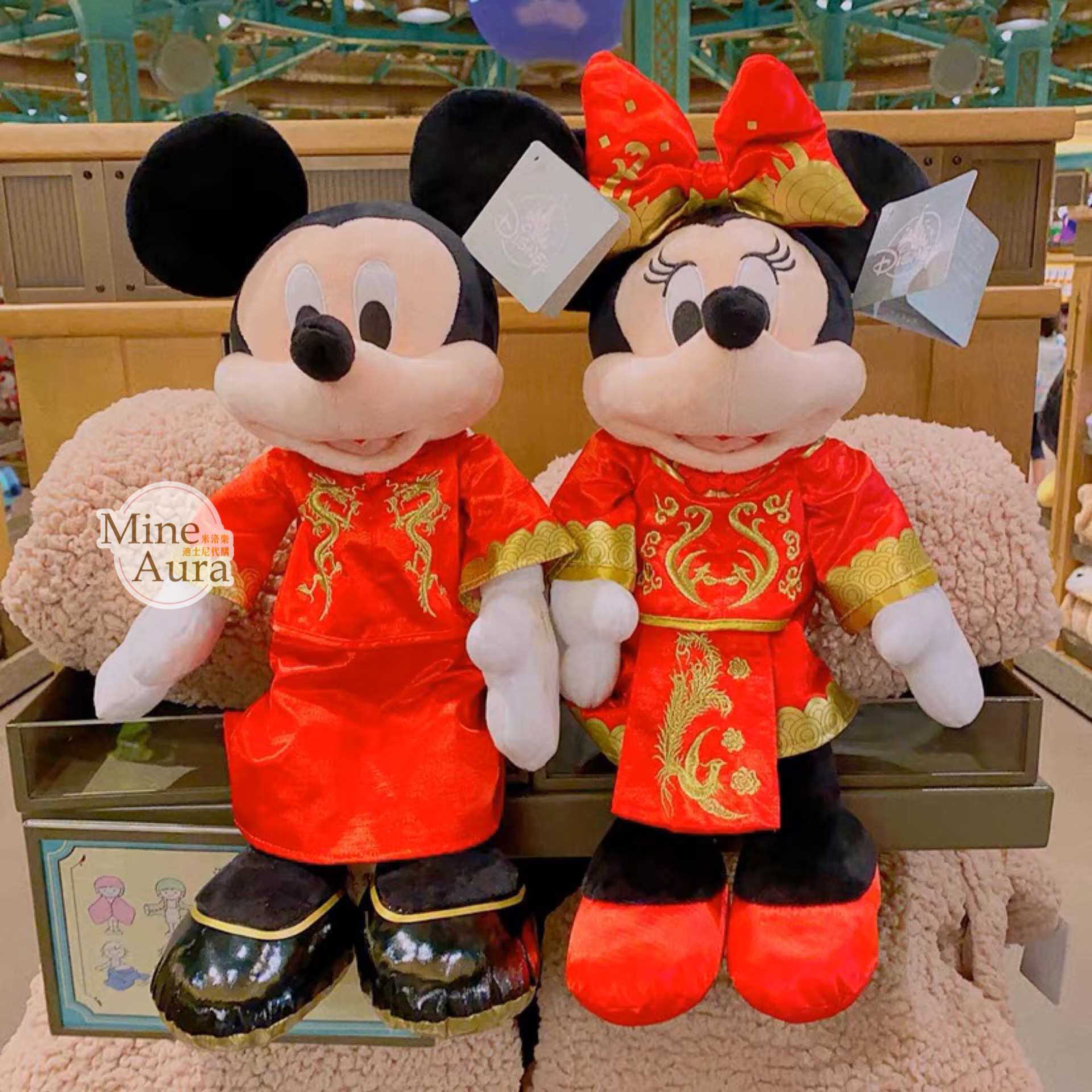 中式婚服新婚 米奇 Mickey 米妮 Minnie 娃娃 壓床玩偶 禮服造型 -上海迪士尼樂園